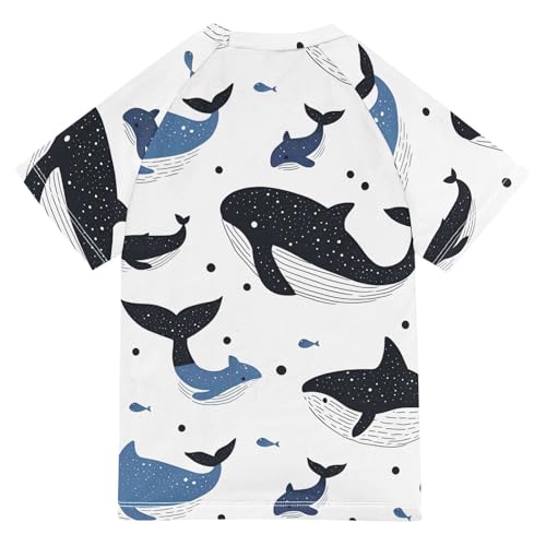 Cartoon Blue Black Whale Short Sleeve Boy Bathing Suit Girls Swimsuit Kids Rash Guard Swim Girls for 3-12 Years Traje de bano para nina2