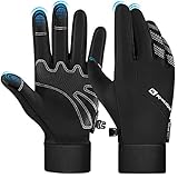 BTNEEU Handschuhe Herren Warme Winterhandschuhe Fahrradhandschuhe Touchscreen Handschuhe Winddichte Laufhandschuhe Herren Damen rutschfeste Wasserdicht Sporthandschuhe für Laufen, Radfahren, Ski(M)