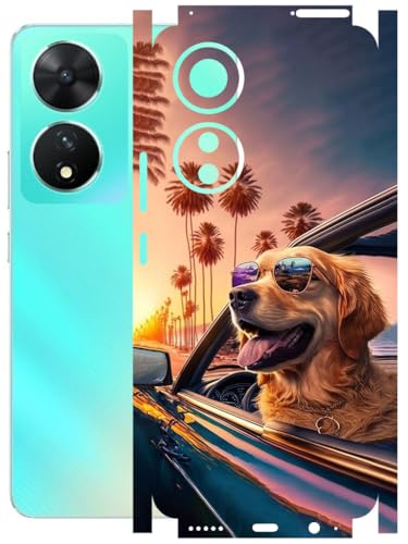 Image of AtOdds - Full Body Back Screen Guard Protector Film - Lamination Wrap Skin Sticker Compatible with VIVO T2 (5G) | Scratchproof Matte Finish (Happy Doggo)