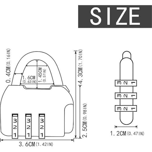 Cadenas à code 3 chiffres rose mini serrure à combinaison pour bagage de voyage - 7