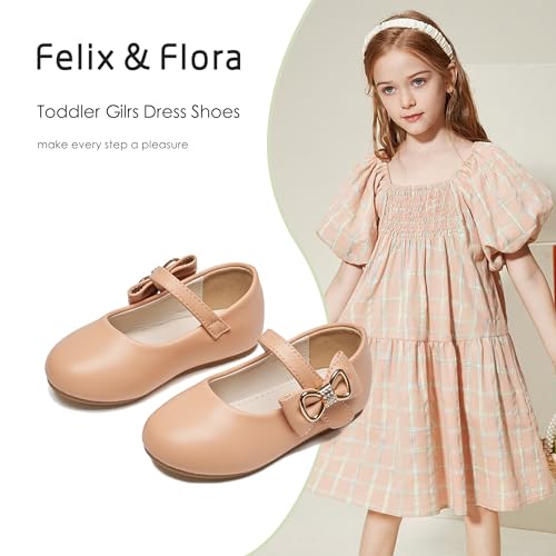 Image of Felix & Flora Toddler Flower Girl Dress Shoes - Baby Girl Ballet Mary Jane Flats for Party School Wedding