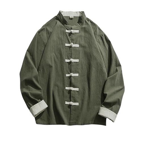 Chemise homme col montant en coton ample style chinois USTZFTBCL