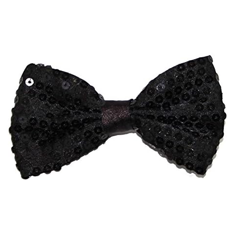 Adjustable 12cm black sequin bow tie in neat display box. Ideal for special occasions or fancy dress Cover