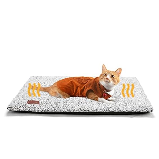 Luxe Kattenkussen: 17x Blijvend Comfort voor Katten 12 Mora Pets Kattenbed zelfverwarmend huisdierkussen deken geen elektrisch zelfverwarmend hondenkussen, extra warm, verwarmd, thermische warmtemat voor binnen en buiten, wasbaar, M 74 x 48 cm