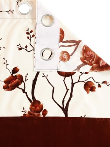 Image of Fashion String 2 Pieces 3D Tulip Patch Grommet Polyester Long Door Curtains - 9 Feet, Brown