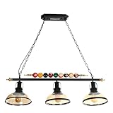 Ridgeyard 3 Lights Billiard Ball Decoration Chandelier Island Light Hanging Pool Table Light Edison Style Pendant Lamp Fixture