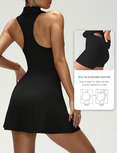 Womens Tennis Dress Polo Collar Racer Back Golf Dresses with Built in Shorts Workout Athletic Dresses3