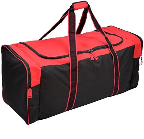Jetstream Heavy Duty Multi Pocket Large Sports Gym Equipment 3-Pocket Travel Duffel Bag (36 Inch, Red)