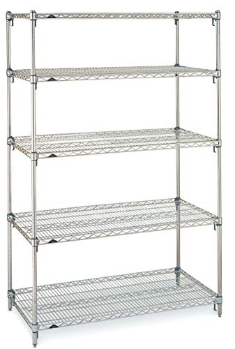 METRO 5A357C Super Adjustable Super Erecta 5-Tier Industrial Wire Shelving Starter Unit, Chrome, 18