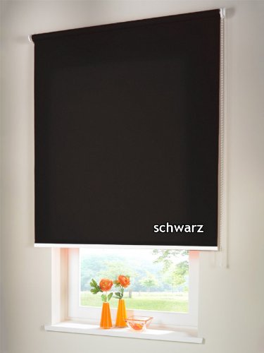 Privacy Roller Blind with Side Pull Blind Chain for 205 x 150 cm/205x150 Cm Schwarz – Operating Side: Right