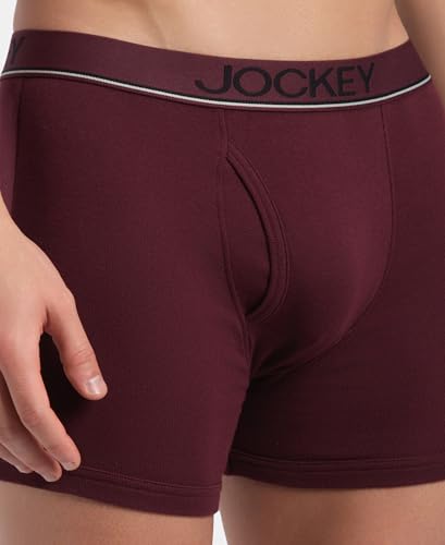 Image of Jockey 8009 Men Super Combed Cotton Rib Solid Boxer Brief with Ultrasoft and Durable Waistband
