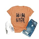 Eigenschaften: Frauen Mama Ster Grafik T-Shirt, lustige Halloween-Buchstaben-Druck-Tops, Neuheit, kurzärmeliges Kostüm-T-Shirt für Frauen