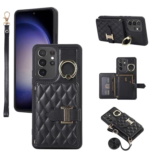 Housse Samsung Galaxy S24 Ultra 5G avec porte-cartes de crédit et béquille