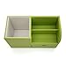 KINGFOM PU Leather Desk Organizer Office Accessories Collection Storage Box, 3 Compartments Pen Pencil Holder with Small Drawer (Green)