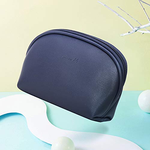 Image of MINISO Simple Semicircle Cosmetic Bag Portable Makeup Pouch for Women Multifunctional Travel Storage Toiletry Bag, Dark Blue
