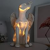 Angel Dog Memorial Statue with L-E-D, Pet Memorial Stone for Dogs, Angel Dog Memorial Gift, Dog Passing Away Gifts, Pet Loss Gift for Dog, Garden Resin Dog Ornament, Pets Grave Marker, Tribute Statue
