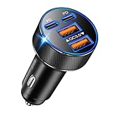 Abetcabe Zigarettenanzünder USB C, 90W 4 in 1 USB C Auto Ladegerät PPS PD 45W, 12V/24V kfz...