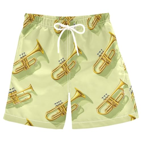 Boys Beach Board Shorts Trumpet Music Dance Swim Trunk Teen Swimwear 8-16Y Multicolor