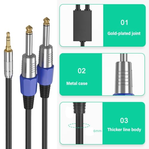 Cable 3.5mm a Doble 1/4 Mono Adaptador Y Splitter miniatura 6