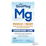 SlowMag Muscle + Heart Magnesium Chloride with Calcium Supplement to Support Muscle Relaxation, Occasional Muscle Cramping & Heart Health, High Absorption, 60 Count