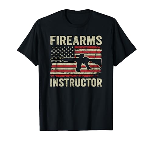 Firearms Instructor – AR15 Rifle Vintage Bandera de Estados Unidos Camiseta