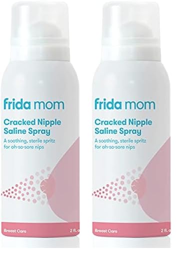 Image of Frida Mom Cracked Nipple Soothing Spray - All-Natural Saline to Heal Sore, Cracked Breastfeeding Nipples - Air-Dry, Gentle for Baby + Mom - 2 Fl oz (Pack of 2)