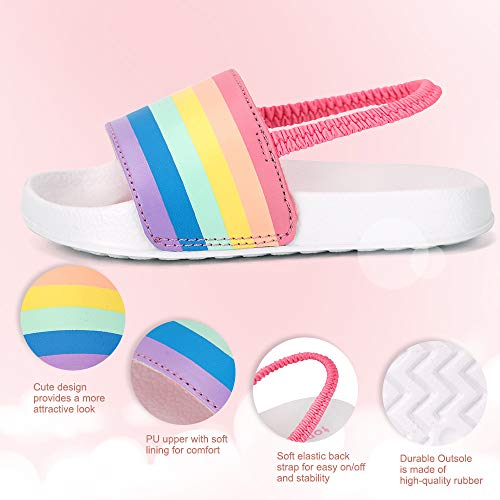 Tombik TB190901RAINBOWWHITE08 Toddler Sandals Girls Summer Beach Slides Water Shoes Slipper thumb #2