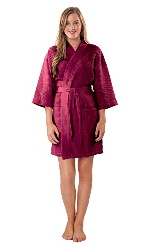 Turquaz Linen Lightweight Thigh Length Robes For Women - Waffle Kimono Bridesmaids Robe - Summer Bathrobes For Women #TOP2