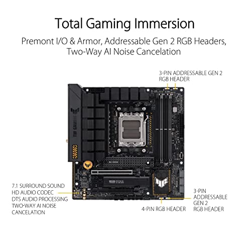 TUF GAMING B650M-PLUS WIFI Socket AM5 (LGA 1718) Ryzen 7000 mATX gaming scheda madre (14 stadi di alimentazione, supporto PCIe® 5.0 M.2, memoria DDR5, 2.5 Gb Ethernet, WiFi 6, supporto USB4® e - Scheda madre - Immagine 3