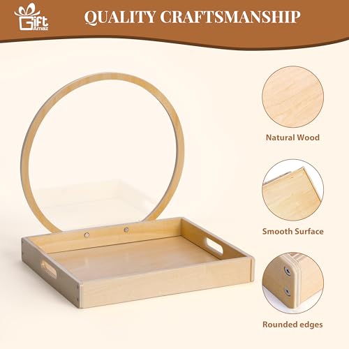Image of GiftAmaz Wooden Baskets for Gifts Empty, DIY Easter Basket Gift with Clear Arch Acrylic Display Board, Empty Gift Baskets Storage, Birthday Party Wrapping Gift Holder for Baby Shower or Bridal Shower
