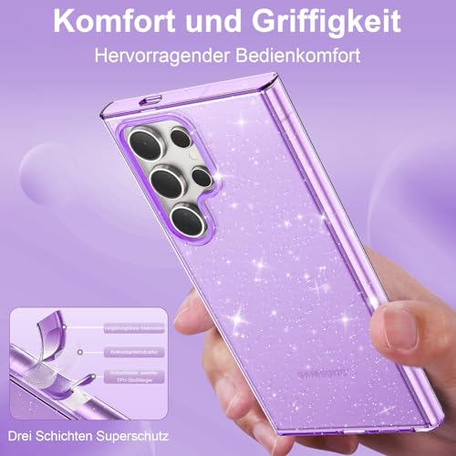 Coque paillettes Samsung S24 Ultra violette antichoc durable