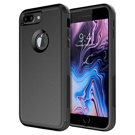 Diverbox Case [Shockproof] [Dropproof] [Dust-Proof],Heavy Duty Protection Phone Cover for Apple iPhone 8 Plus & 7 Plus (Black)