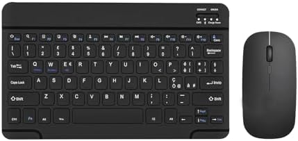COEZFE Set Tastiera e mouse wireless Bluetooth, 10" Rechargeable Tastiera e Mouse Portatile per Tablet/smartphone/PC/iOS/Android/Windows, Layout Italiano QWERTY, Nero — foto principale