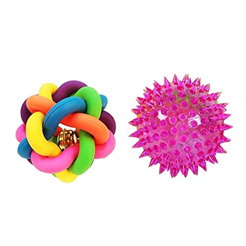 RvPaws One Cat Chew Knot, Woven Braided Rainbow Ball with Jingle Bell + One LED Squeaky Ball Toy for Dogs, Cats and Puppies (Combo, Multicolour) (B08539CTNQ) Amazon Price History, Amazon Price Tracker