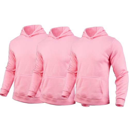 3PC Pack Sweatshirts Men Long Sleeves Solid Color Hoodies Pullover Comfort Lightweight Classic Sweatshirts Basic