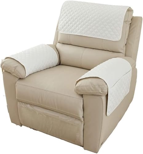 Armrest Covers Armchair Slipcover, Couch Arm Covers Recliner Covers with Storage Pockets Armrest Protector for Chair Sofa(White,1 Seat | 3 Piece Set)