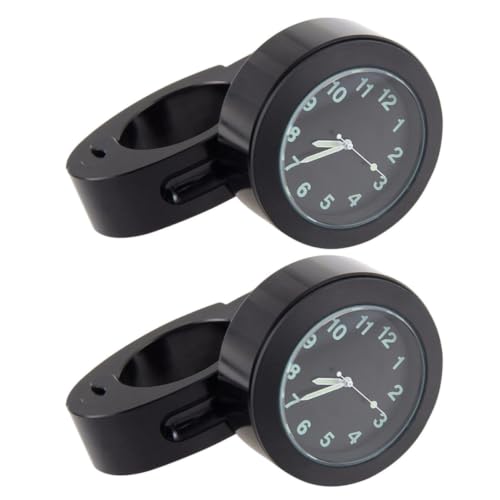 Reloj para manillar POPETPOP de 2 piezas negro y preciso para moto o bicicleta