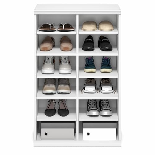 Image of Furinno FANO Closet Organizers and Storage, 12-Cube Closet Organizer with Adjustable Shelves, Stackable Open Shelf Closet Shelves, 15.9 x 23.6 x 36.2 for Wardrobe, Bedroom, Living Room, White