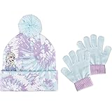 Concept One Disney Frozen Tie Dye Knitted Acrylic Flat Elsa Embroidered Patch Winter Hat Beanie with...