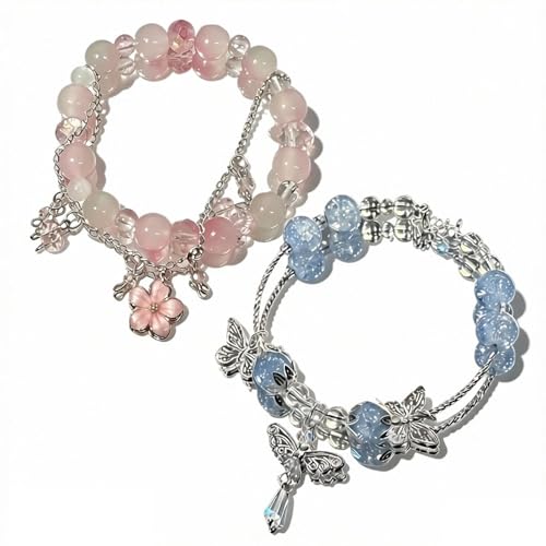 YFXXEEA 2Pcs Blue Crystal Fish Tail and Moon Blue and light pink - Image 2