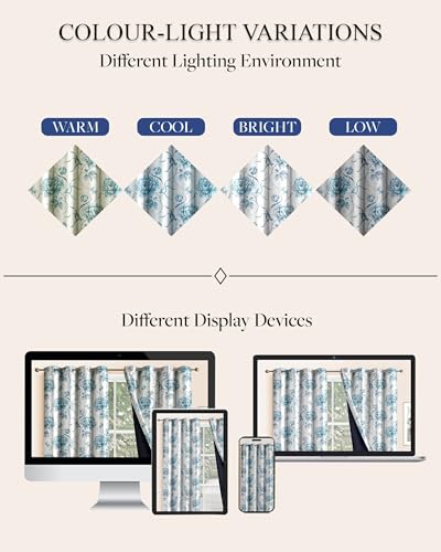 Image of Cloth Fusion Printed 100% Blackout Window Curtains 5 Feet Long Set of 2