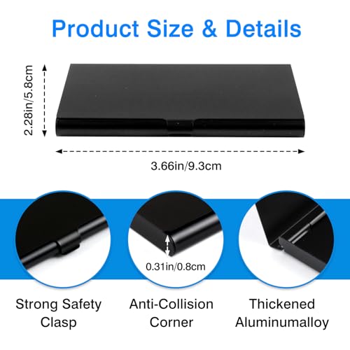Slim Stainless Steel Business Card Holder for Men & Women – Pocket-Sized Metal Name Card Case with Buckle Closure, Black4
