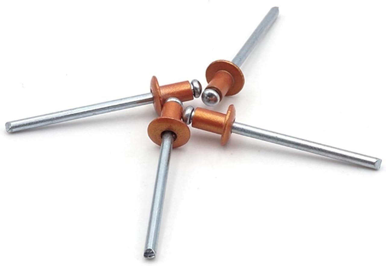 Viti Dadi, elementi di fissaggio, rivetti, rivetti 5x15/16/18/20/21/22/23/24/25 6x10 4.8x10x16mm Rivetto cieco aperto in acciaio alluminio dorato Rivetti a testa bombata Tirando i rivetti Decorazione