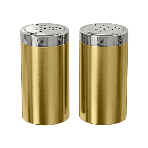 nu steel Jumbo Salt & Pepper Shaker Set of 2, 15 Oz. Stainless Steel With Gold Shiny Finish, Small