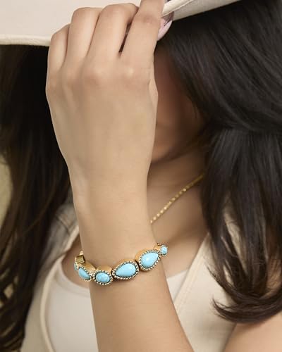 Jessica Simpson Womens Turquoise Bracelet - Oxidized Silver or Gold-Tone Bracelet with Turquoise Stones2