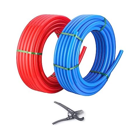 EFIELD 1/2 inch 2 x100 ft Pex-A Pipe/Tubing Blue & Red 200 ft Length for Potable Water-for Hot/Cold Water-Plumbing Applications, with Free Pipe Cutter Cover