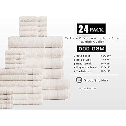24-teiliges Badetuch-Set, 100 % ringgesponnene Baumwolle, Übergröße, Badetücher, Handtücher, Waschlappen und… – Bild 4