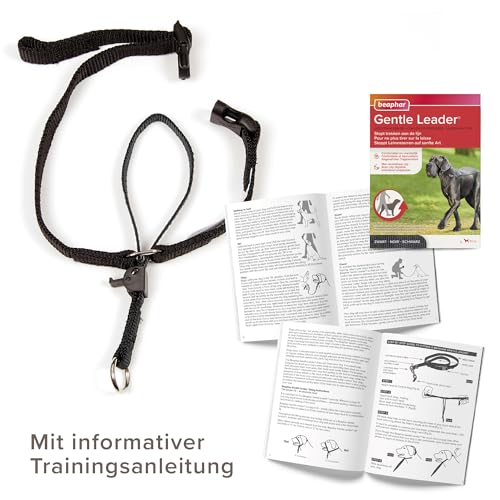 BEAPHAR - Gentle Leader® - Hundehalfter Für Große Rassen - Aus Nylon - Trainingshilfe Zur Kontrolle Und Führung - Von Tiertrainern Empfohlen - Größe L - Schwarz