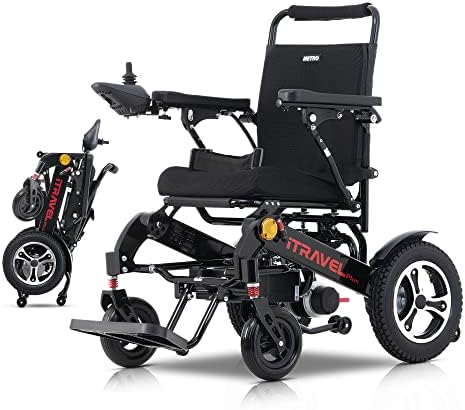 Lightweight Electric Wheelchair for Seniors All Terrain Wheelchair One Hand Control, Aluminium Frame Heavy Duty Mobility Scooters for Seniors Gifts for Parents, Black