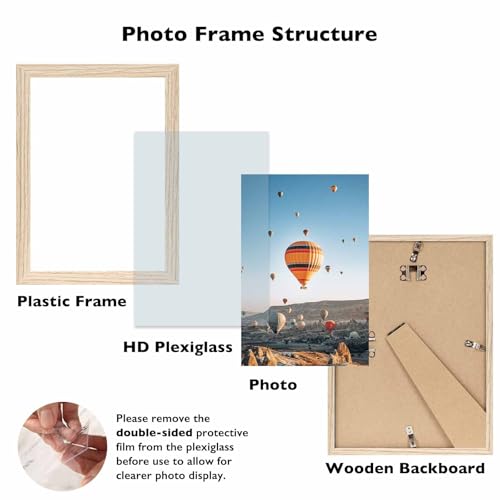 Image of JCJMY 9x12 Picture Frame for Wall Hanging, Wall Mounting Horizontally or Vertically, 9 x 12 Wall Gallery Poster Photo Frame with Shatter Resistant Plexiglass, Natural